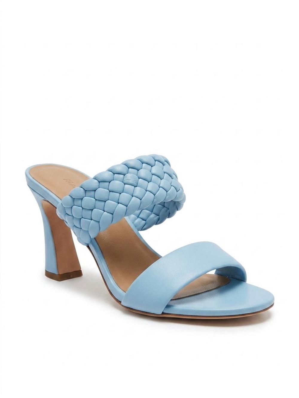 Bernardo Nyomi Sky Blue Braided Leather Sandals Size 10 Slide High Heel